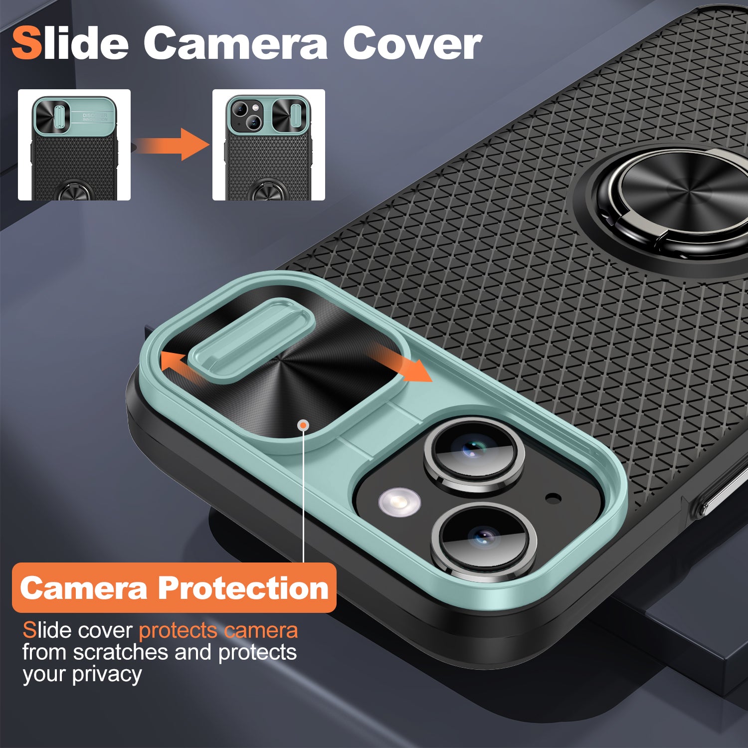 Til iPhone 13 14 PC+TPU Bagcover Ring Kickstand Telefonetui med skydekamera linsebeskytter Til iPhone 13 14 PC+TPU Bagcover Ring Kickstand Telefonetui med skydekamera linsebeskytter